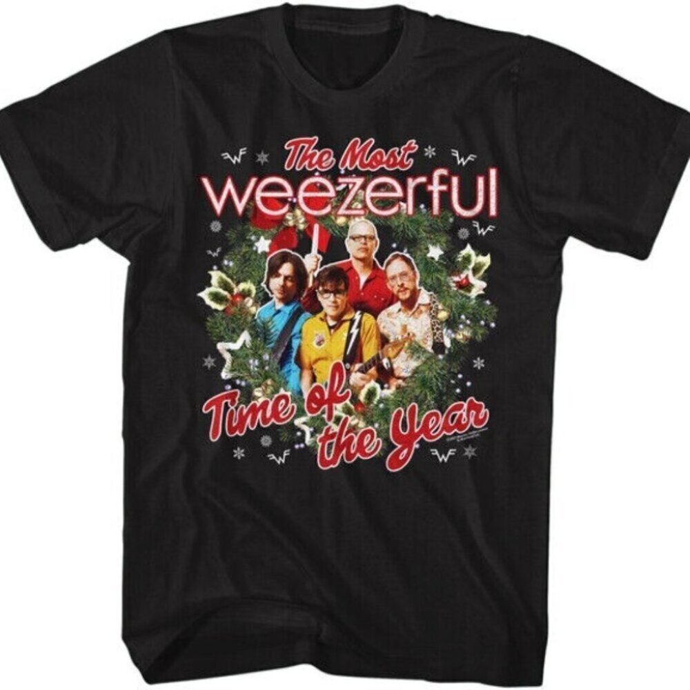 Weezer Christmas Music Graphic Tee Holiday Fan Style Shirt T-Shirt 152